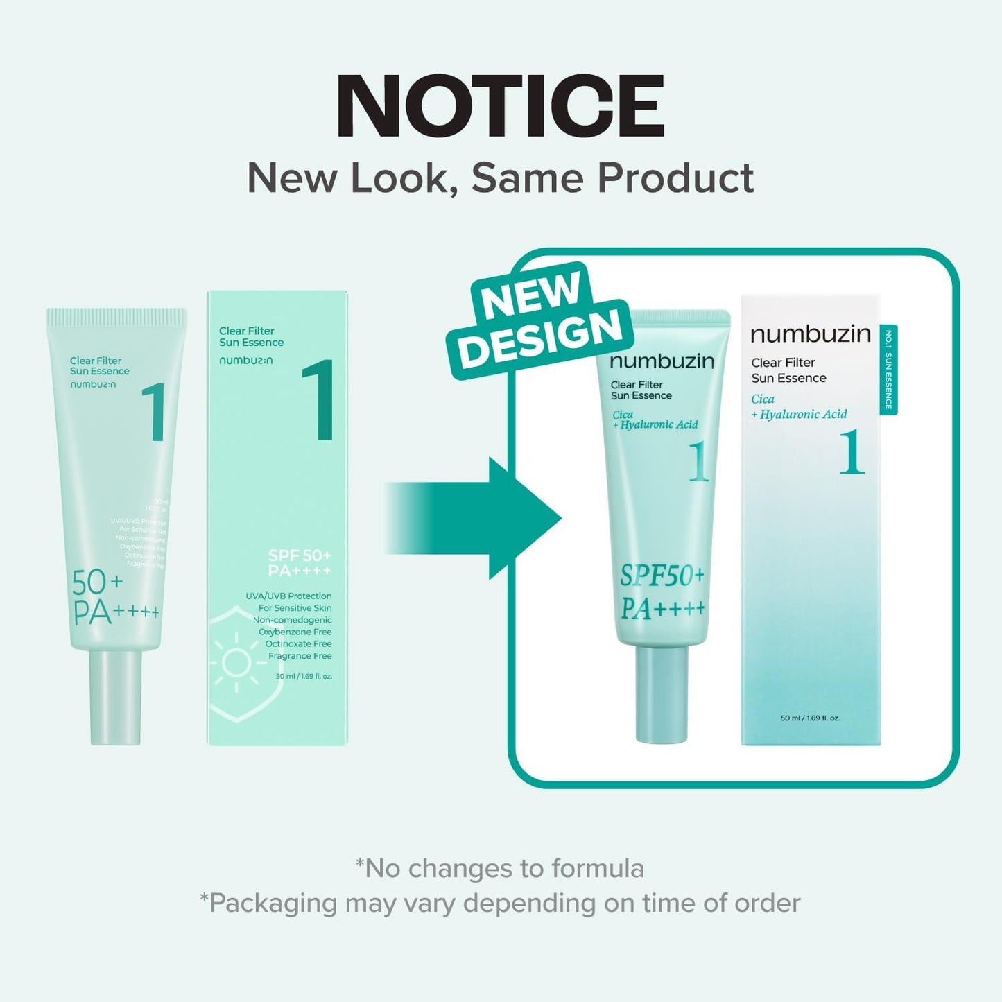 [1+1] Numbuzin No.1 Clear Filter Sun Essence SPF50+ PA++++ 50ml