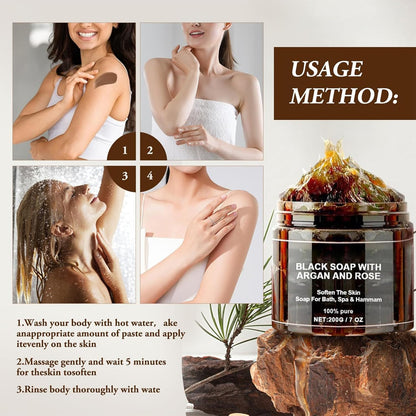 Moroccan Beldi Soap 200grams + Exfoliating Bath Glove